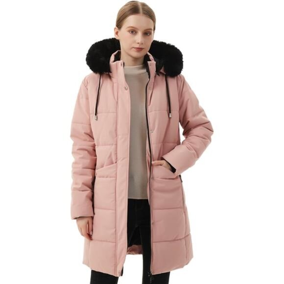 Women's Winter Puffer Coat Jacket Waterproof Pink - Picture 4 of 6